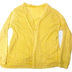 VTG OOAK 50s 60s Pale Yellow Tulip Cardigan Pinup